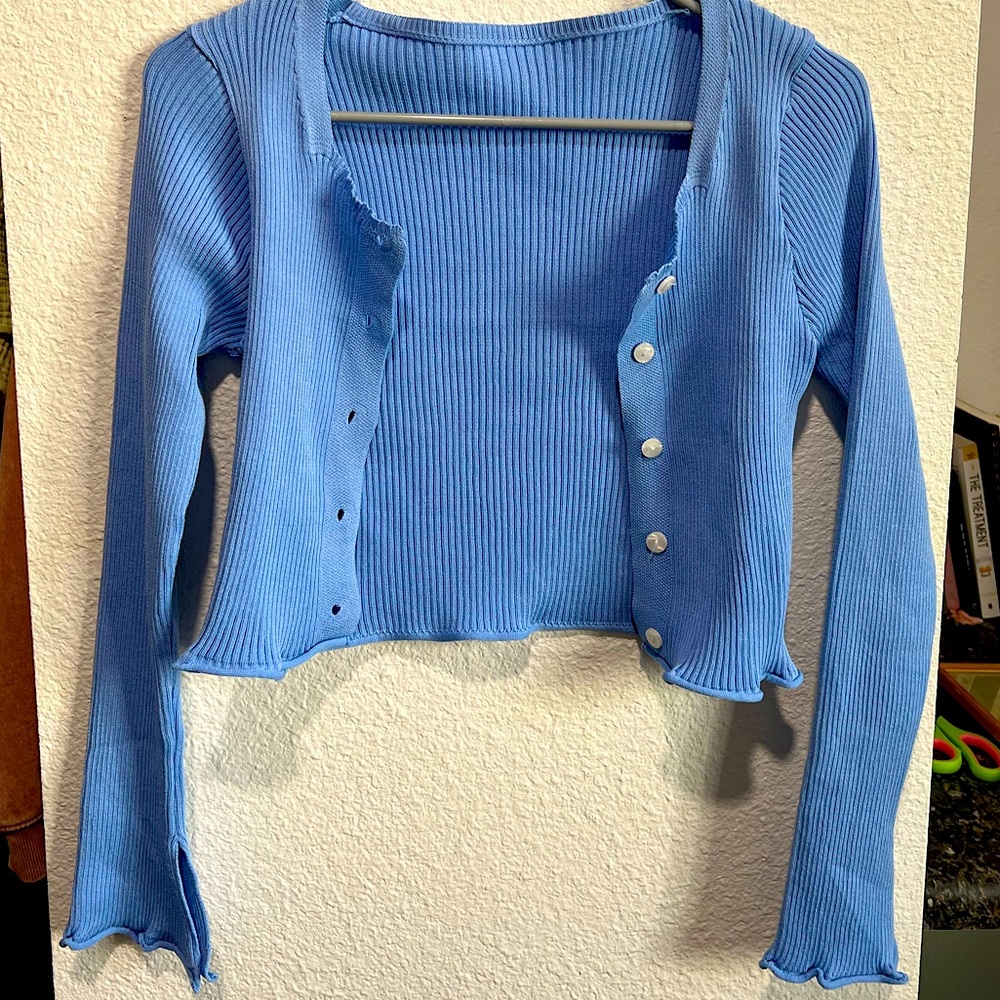 Blue cropped cardigan